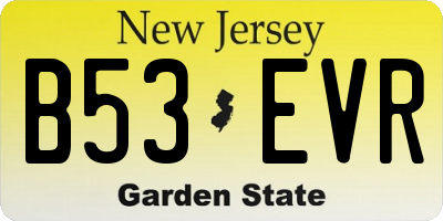 NJ license plate B53EVR