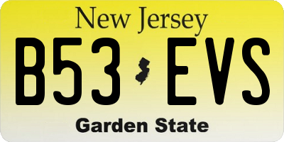 NJ license plate B53EVS