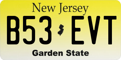 NJ license plate B53EVT