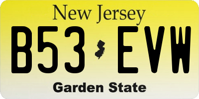 NJ license plate B53EVW