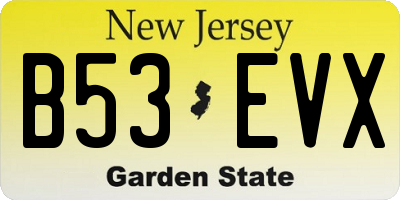 NJ license plate B53EVX