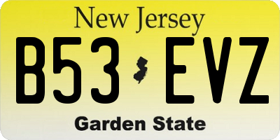 NJ license plate B53EVZ
