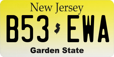 NJ license plate B53EWA