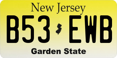 NJ license plate B53EWB