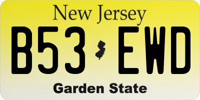 NJ license plate B53EWD