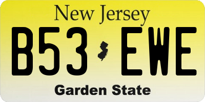 NJ license plate B53EWE
