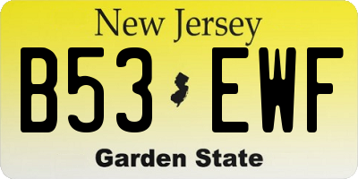 NJ license plate B53EWF