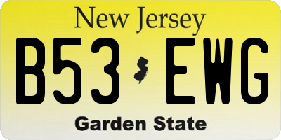 NJ license plate B53EWG