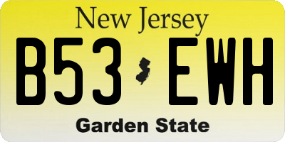 NJ license plate B53EWH