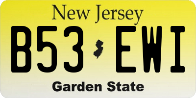 NJ license plate B53EWI