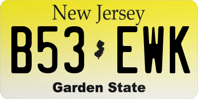 NJ license plate B53EWK