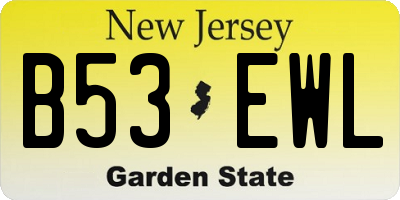 NJ license plate B53EWL