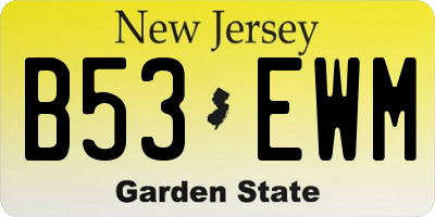 NJ license plate B53EWM