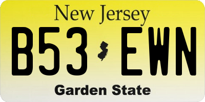 NJ license plate B53EWN