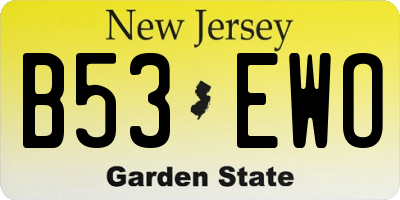 NJ license plate B53EWO