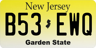 NJ license plate B53EWQ