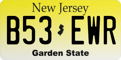 NJ license plate B53EWR