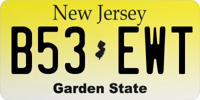NJ license plate B53EWT
