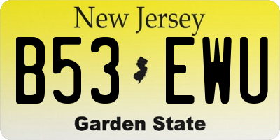 NJ license plate B53EWU