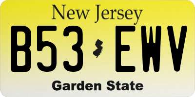 NJ license plate B53EWV