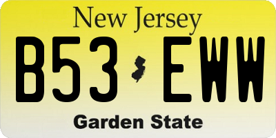 NJ license plate B53EWW