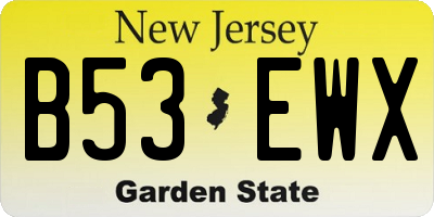 NJ license plate B53EWX
