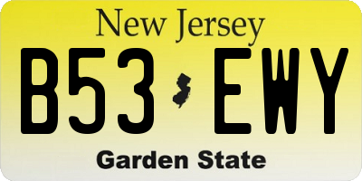NJ license plate B53EWY
