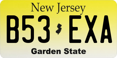 NJ license plate B53EXA