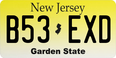NJ license plate B53EXD