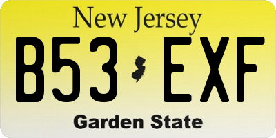 NJ license plate B53EXF