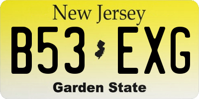NJ license plate B53EXG