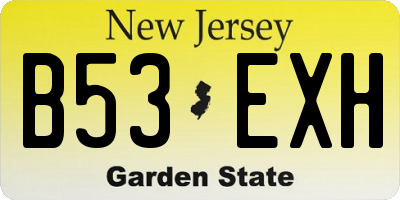NJ license plate B53EXH