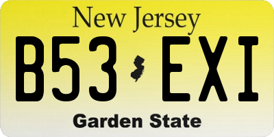 NJ license plate B53EXI