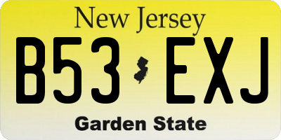 NJ license plate B53EXJ