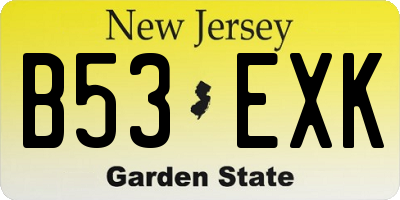 NJ license plate B53EXK