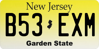 NJ license plate B53EXM