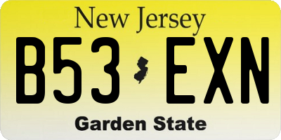 NJ license plate B53EXN