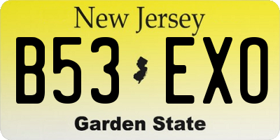 NJ license plate B53EXO