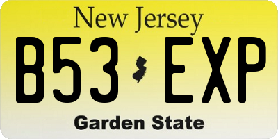 NJ license plate B53EXP