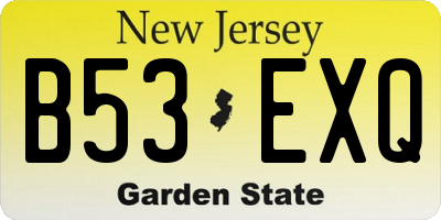 NJ license plate B53EXQ