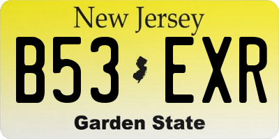 NJ license plate B53EXR