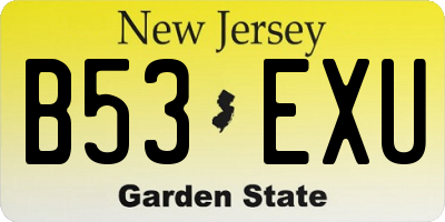 NJ license plate B53EXU