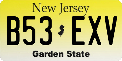 NJ license plate B53EXV