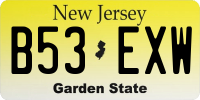 NJ license plate B53EXW