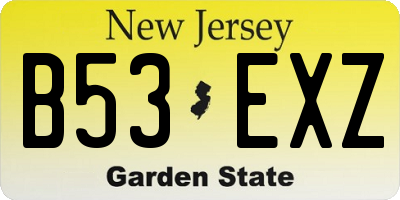 NJ license plate B53EXZ