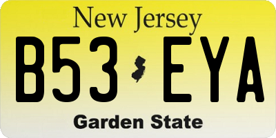 NJ license plate B53EYA