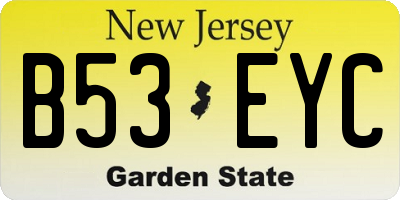 NJ license plate B53EYC