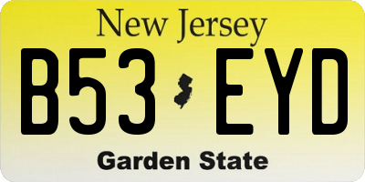NJ license plate B53EYD