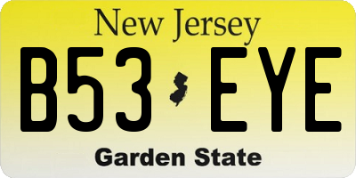 NJ license plate B53EYE