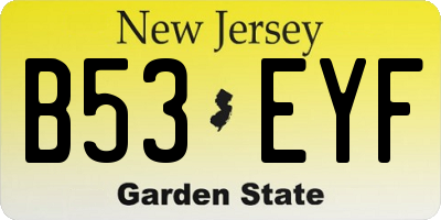 NJ license plate B53EYF